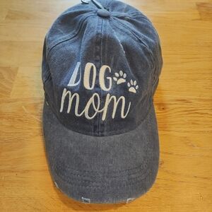 Dog Mom Distressed Denim Adjustable Hat - New